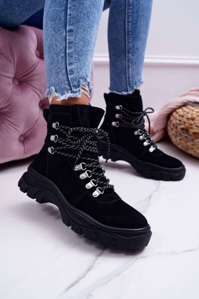 Damen Trapper-Stiefel Sergio Leone Schwarz TR729