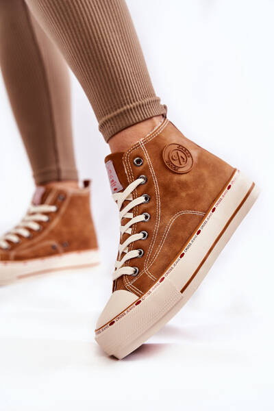 Baskets hautes réchauffées pour femmes Cross Jeans KK2R4043C Camel