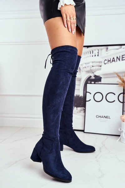 Damenstiefel Sergio Leone Lycra navy blau KZ281