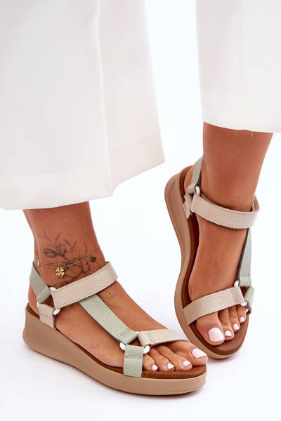 Maciejka Ledersandalen L5186-09 Grün-Beige