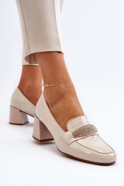 Beige Lackleder Pumps mit hohem Absatz Felicijana