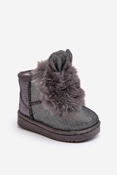 Kinder-Schneestiefel mit Pelzfutter und Ohren grau Betty
