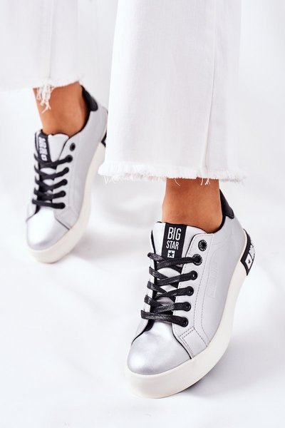 Baskets en cuir pour femmes BIG STAR II274034 Argent