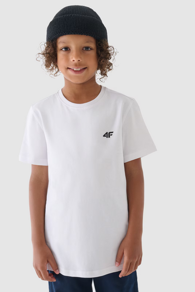 Mädchen Glattes Baumwoll T-Shirt Weiß 4F 4FJWMM00TTSHF1658-10S