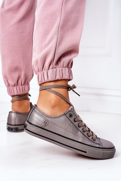 Baskets en cuir pour femmes BIG STAR II274003 étain