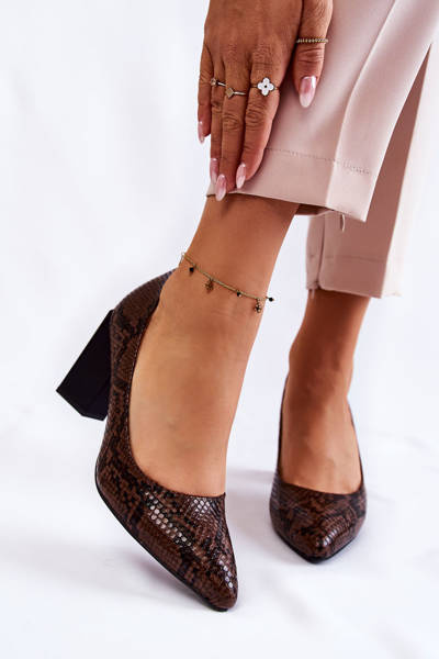 Pompe de piele de șarpe din piele la.fi 230027br-xs maro
