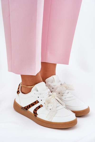 Žemi Moteriški Sneakers Su Nėriniais Panther Baltos Zielle