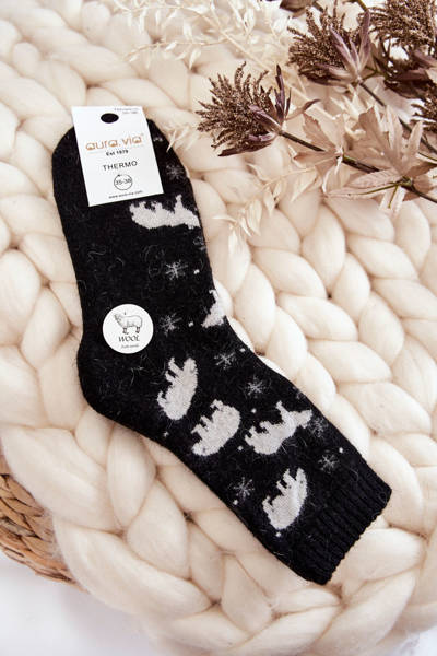 Chaussettes En Laine Pour Femme En Ours Polaire Noir