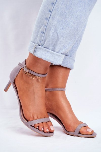 Sandales Femme À Talon Haut Classique Gris Mintore