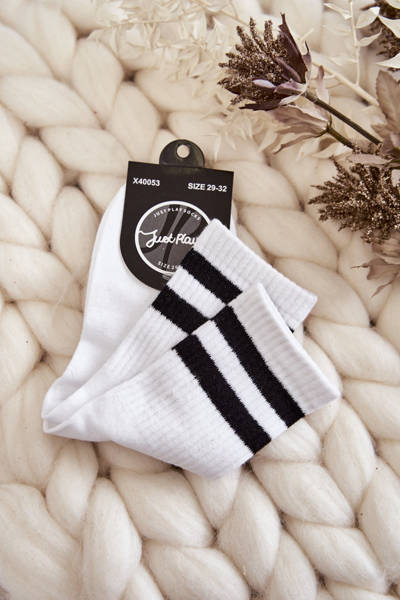 Chaussettes de sport en coton pour jeunes, blanches