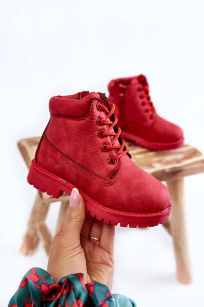 Bottes Trappeurs Enfant Avec Fermeture Éclair Rouge Dexter