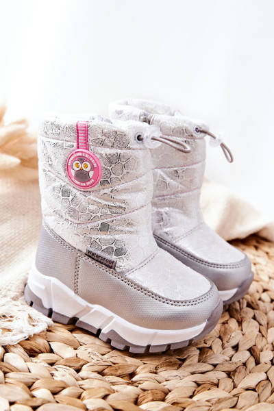 Kinder Warm-up Zip-Up Schneestiefel Silber Weiß Laoth