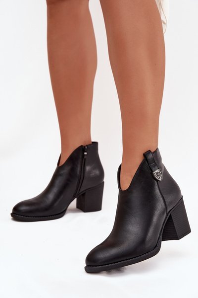 Bottes d'hiver pour femmes à talon en cuir écologique noir Talienne