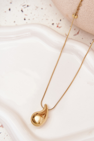 Schlangenkette Mit Tropfenanhänger Gold