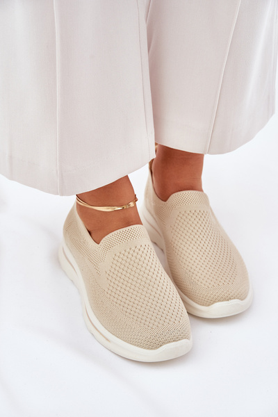 Baskets Femme en Tissu Slip-On Beige Adiora