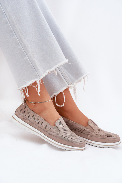 Velúr Slip-on Cipők Bézs-Arany Inez