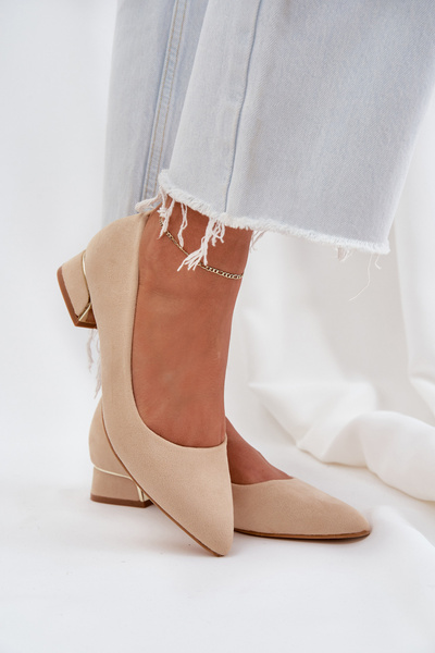 Low Heel Pumps With Pointed Toes Beige Terilara