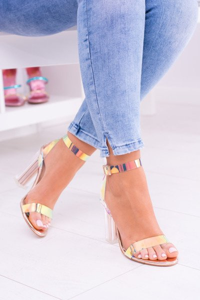 Lu Boo Transparent Sandals Golden Pink Mirage