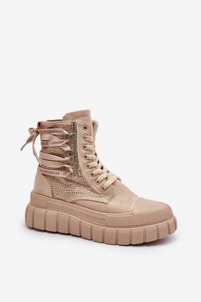 Magas felső női tornacipő a Chunky Platform Beige Wonise-on