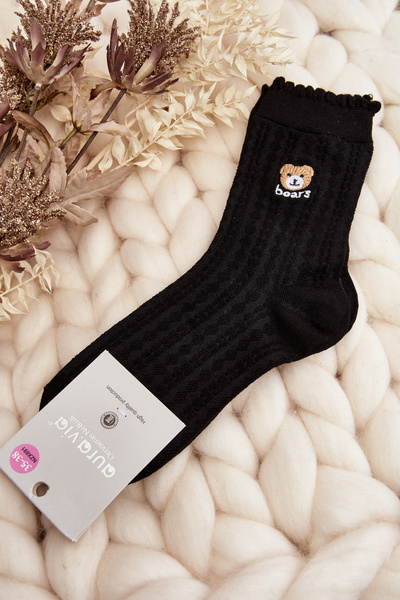Chaussettes femme à motifs avec ours noir