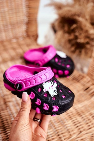 Chaussures Enfant Claquettes Mousse Noir Ours Polaire Oddie