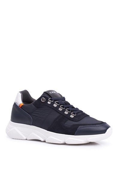 Herren Leder Sportschuhe Marineblau FF1N3020