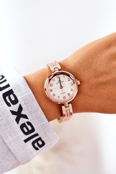 Montre sur bracelet avec zircons cubiques Giorgio & Dario or rose