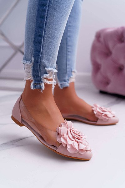Ballerines roses Lu Boo pour femmes avec fleur Dairin transparent