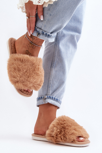 Chaussons Pour Femmes Avec Fausse Fourrure Beige Vienitta
