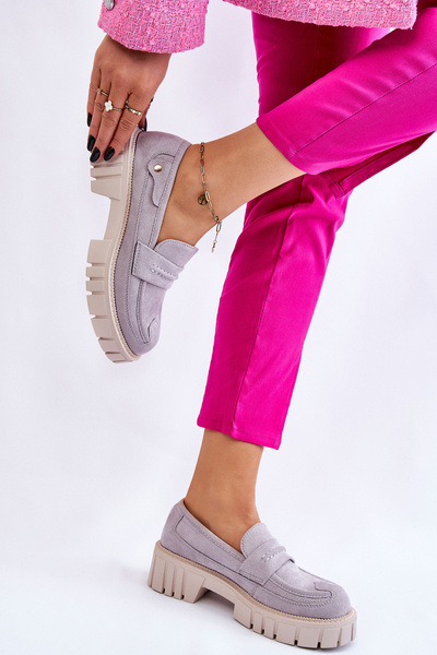 Damen-Slipper aus Veloursleder Grau Fiorell