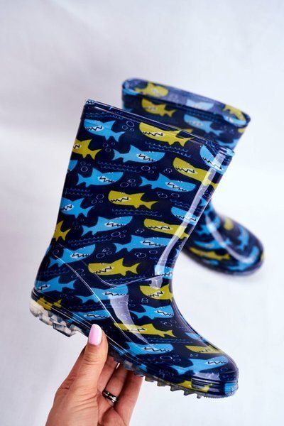 Gyermek Gumi Galoshes csizma Navy Blue Shark