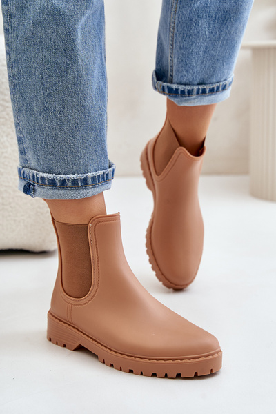 Damen Gummistiefel Mit Elastischen Einsätzen Braun Ciariel