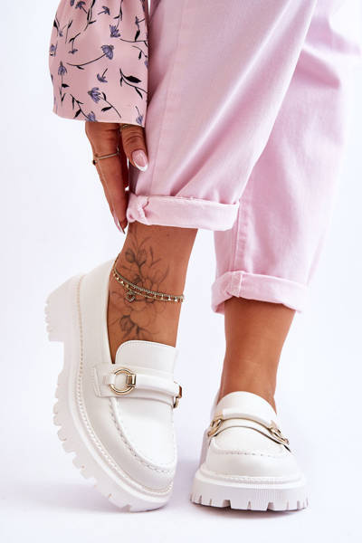 Mocassins Pour Femmes Sur Une Plateforme Massive Calypso Blanc