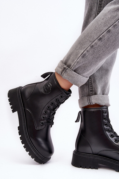 Bottes à lacets en cuir noir Big Star MM274375