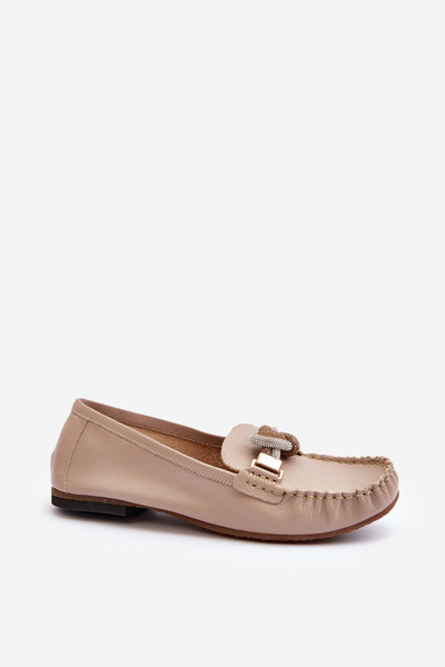 Mocasini de damă din piele cu decor Laura Messi 2761 bej