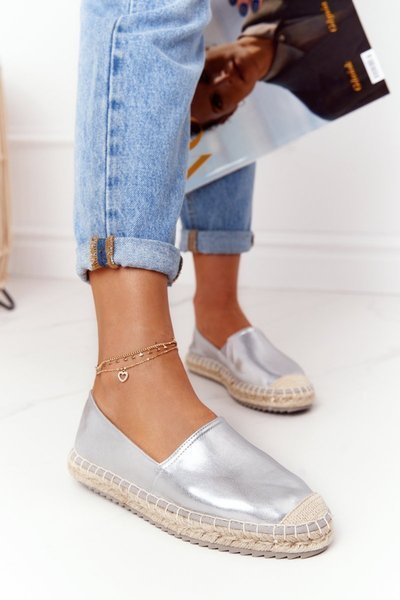 Espadrilles aus geflochtenem Leder Big Star HH274504 Silber