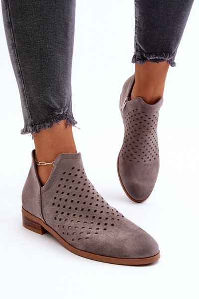 Bottines Femme Basses Grises à Talons Plats Janetris