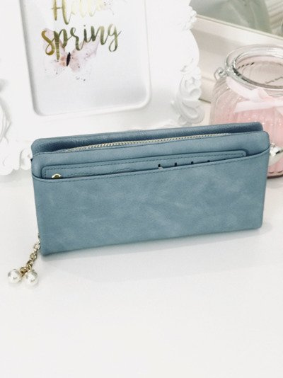 Grand portefeuille bleu pour femme