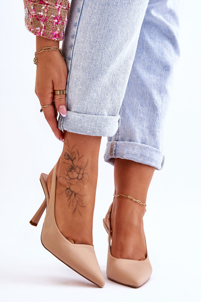 Klasikiniai smailūs kulniukai smėlio spalvos Whitley