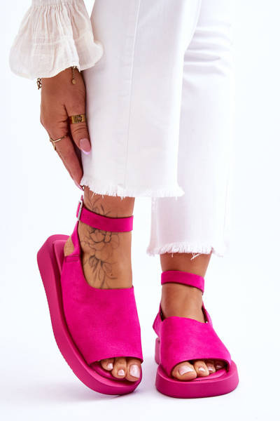 Comfortable Women's Sandals On The Platform Fuchsia Rubie