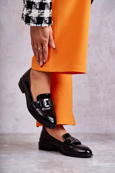 Modische Lackschuhe Loafer Black Trine