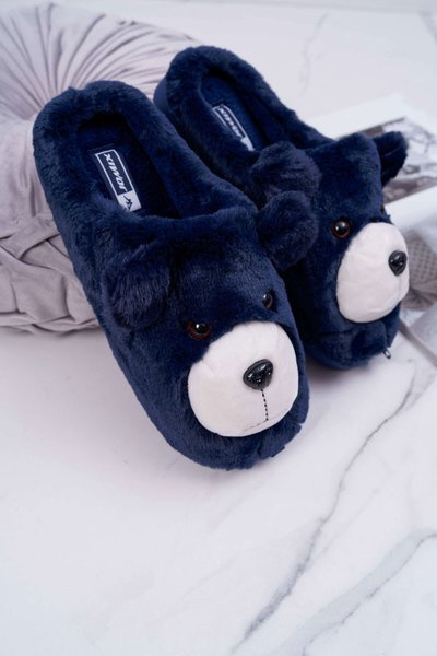 Moteriškos šlepetės su kailiu Bear Navy blue