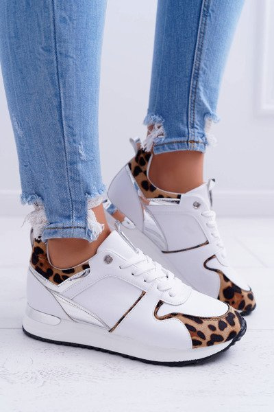 Pantofi sportivi de camuflaj pentru femei Fippo alb