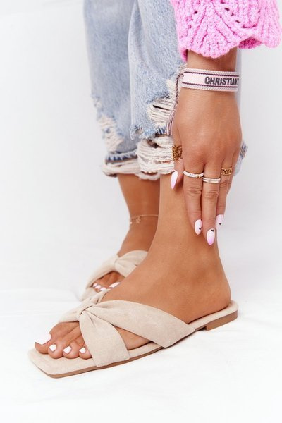 Papuci din piele de căprioară pentru femei Beige Vanilla Sky