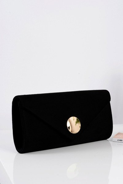 Schwarze Wildleder-Clutch-Tasche für Frauen Goldkette