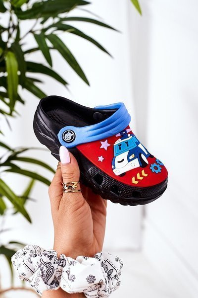 Children's Foam Slippers With A Car Black