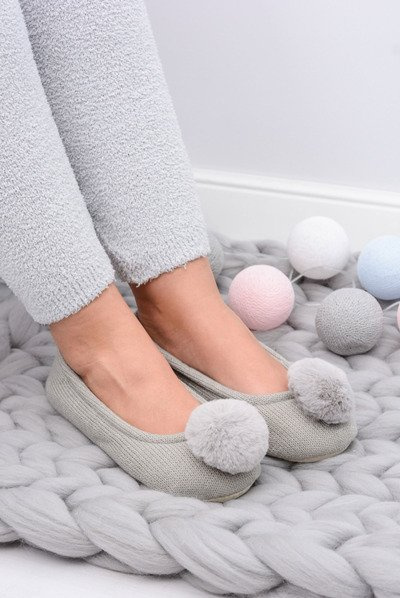 Ballerine de casă Grey Soxo pentru femei cu pompă