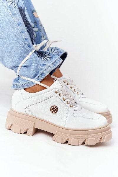 Bőr Brogues Oxfords Lewski cipő 3011-0 fehér