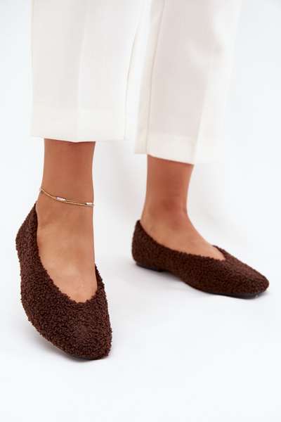 Ballerines Femme Avec Fourrure Type Agneau Chocolat Zimira