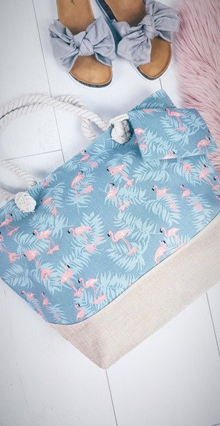 Beach nagy kék kézitáska táska táska női flamingók